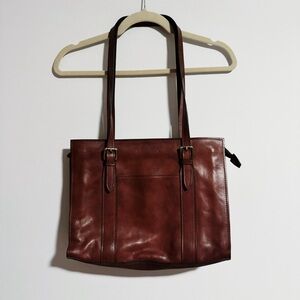 Genuine Leather Made in Italy Dark Brown Shoulder Bag